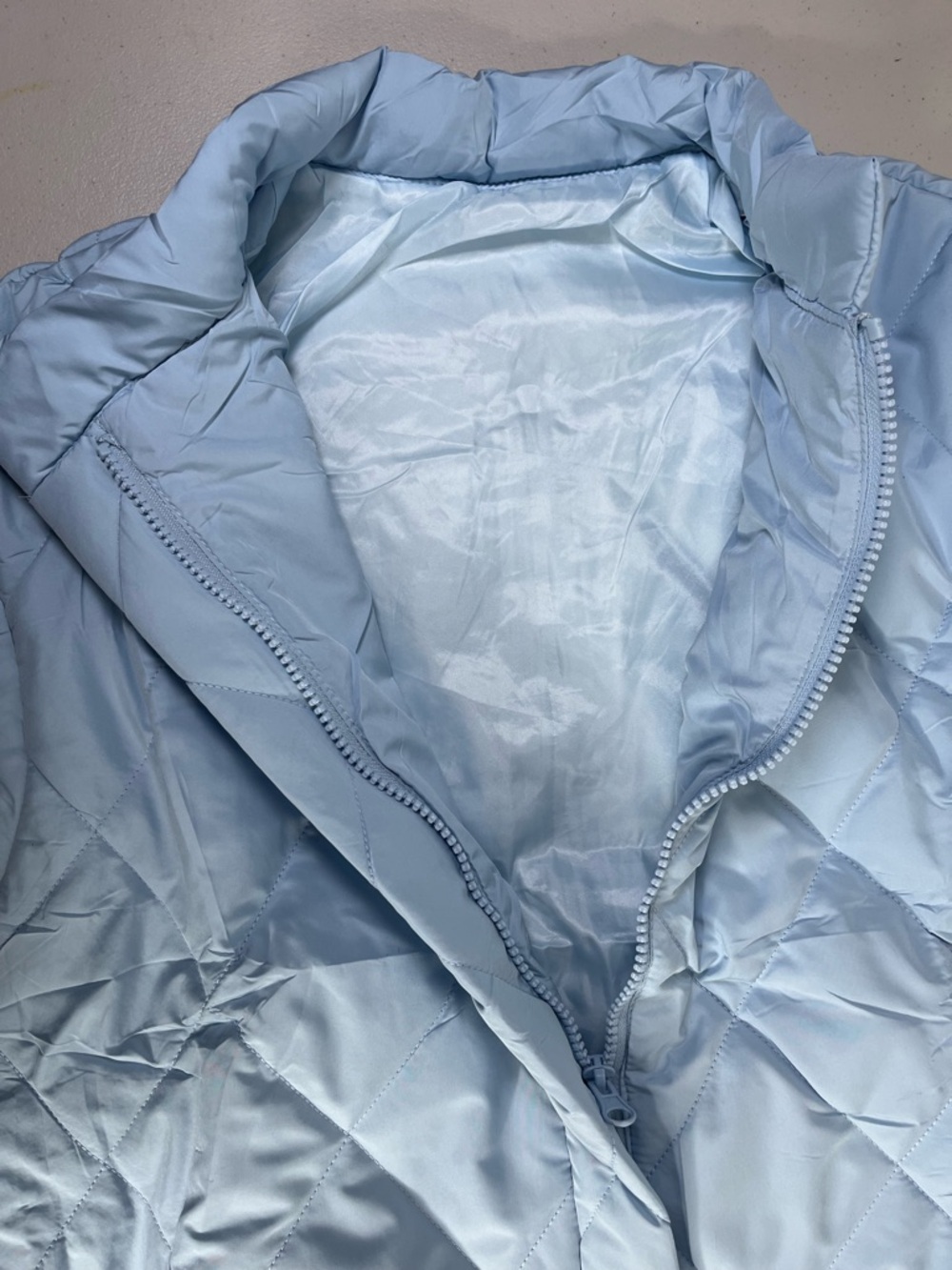 Jeanewpole1 Quilted Belted Sleeveo, Vest Jacket - Light Blue, size S,  NWT - Picture 6 of 12